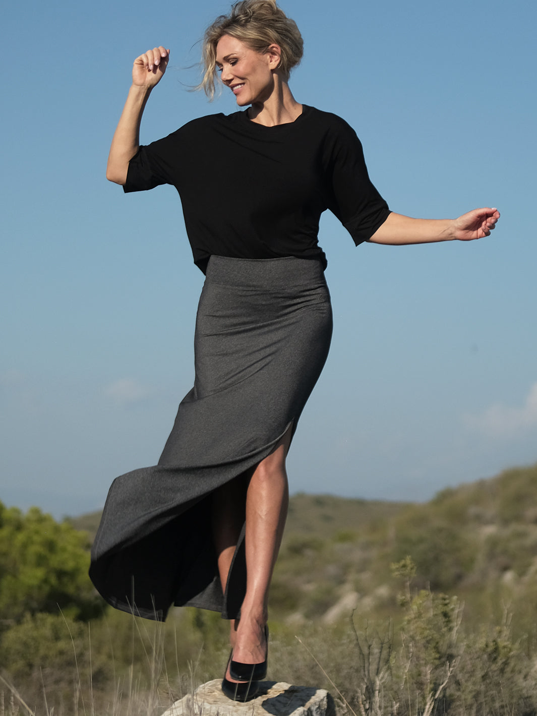 All Day MAXI skirt Heater Grey